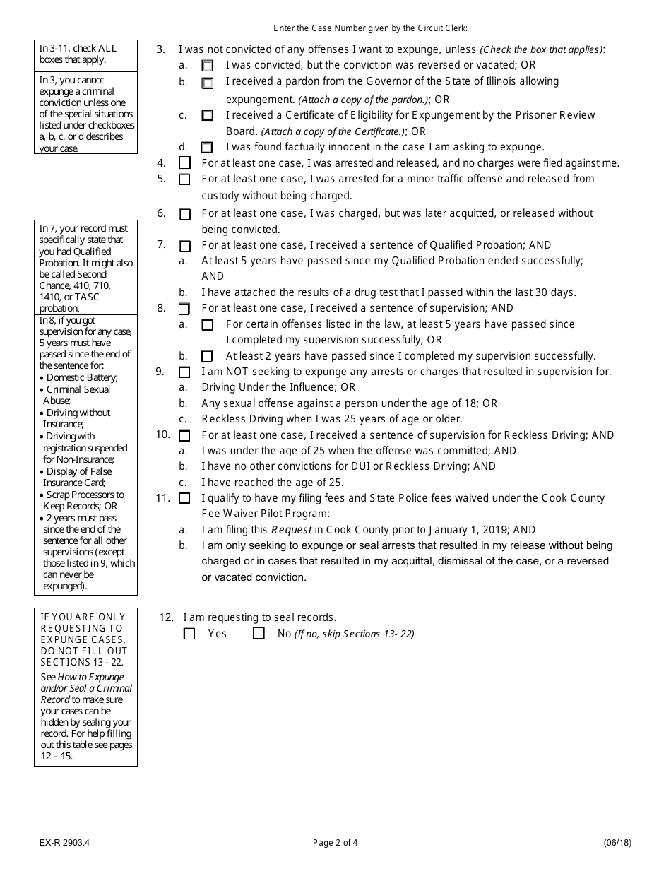 Form EX-R2903.4 Request to Expunge  Impound and / or Seal Criminal Records - Illinois, Page 2