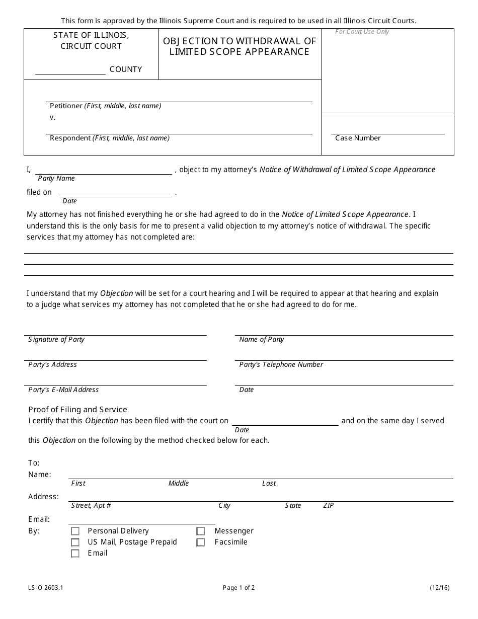 Form LS-O2603.1 - Fill Out, Sign Online and Download Fillable PDF ...