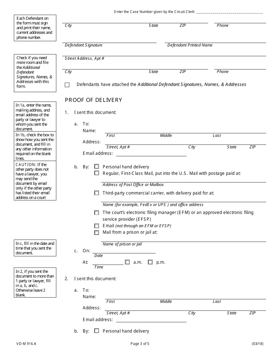 Form VD-M916.4 Motion to Vacate Default Judgment of Foreclosure - Illinois, Page 3