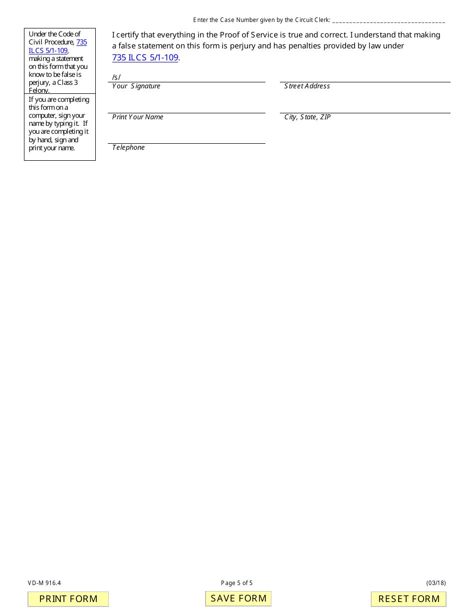 Form VD-M916.4 Motion to Vacate Default Judgment of Foreclosure - Illinois, Page 5