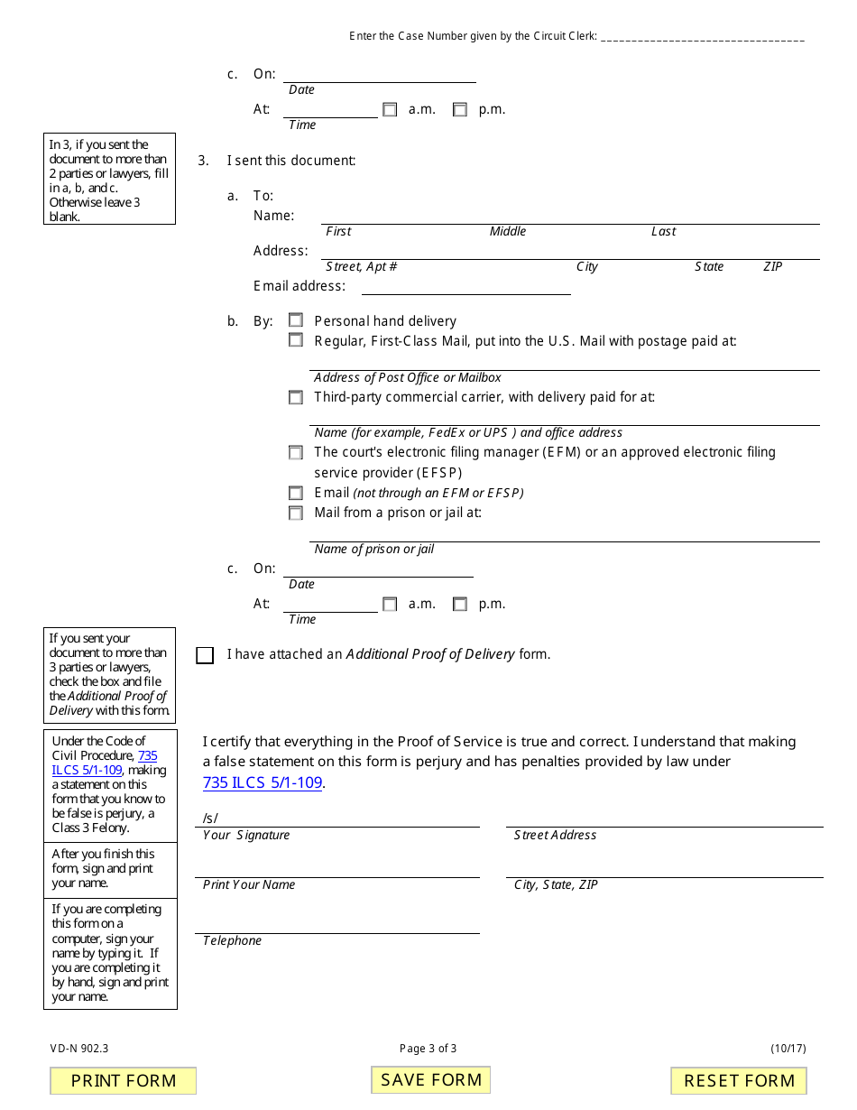 Form VD-N902.3 Notice of Motion to Vacate Default Judgment of Foreclosure - Illinois, Page 3