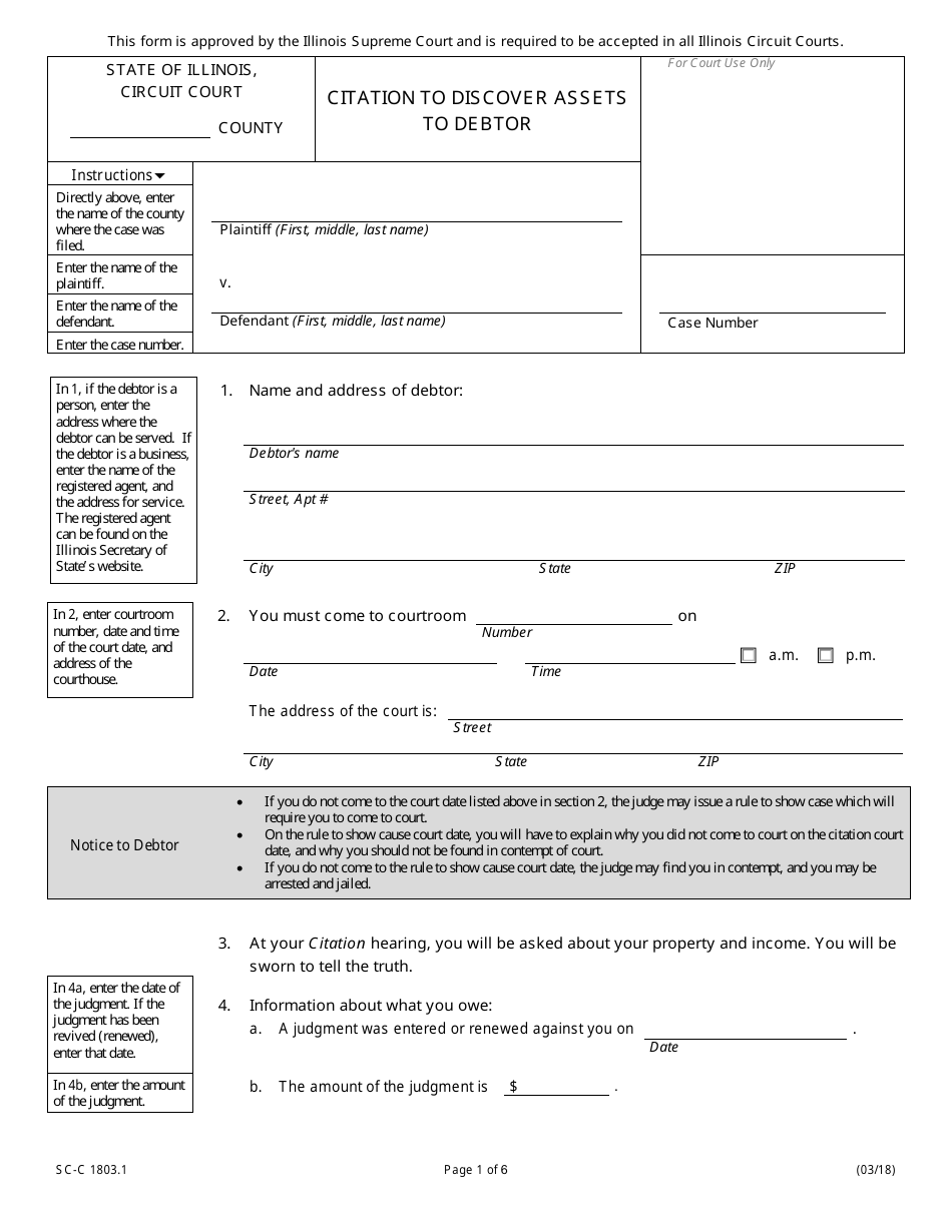 Form SC-C1803.1 - Fill Out, Sign Online and Download Fillable PDF ...