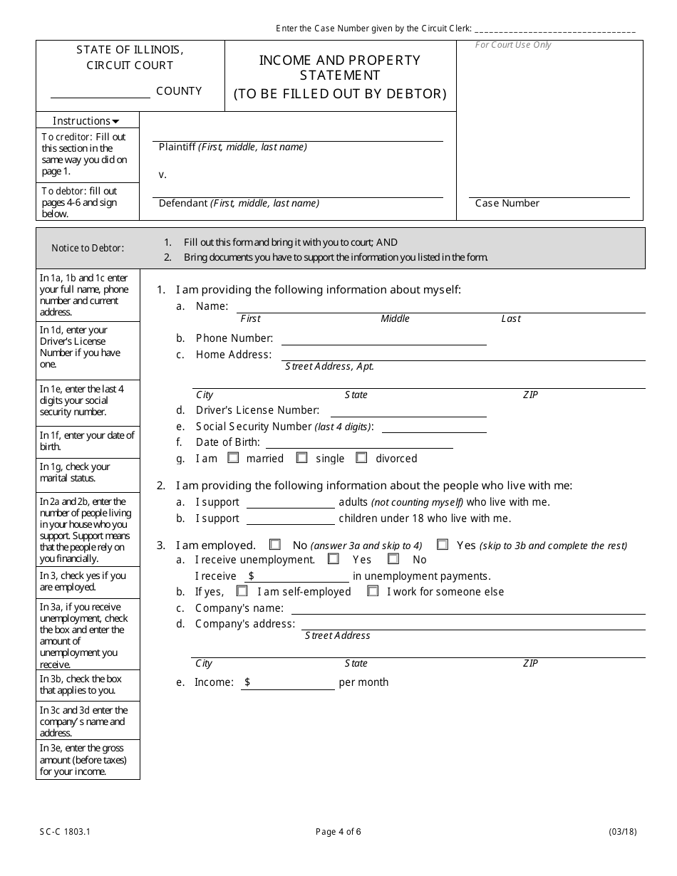 Form SC-C1803.1 Citation to Discover Assets to Debtor - Illinois, Page 4