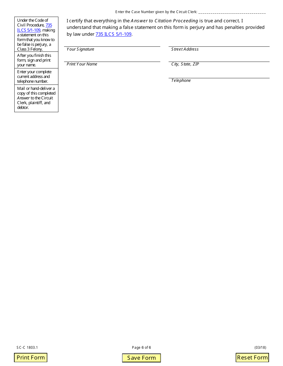 Form SC-C1803.1 Citation to Discover Assets to Debtor - Illinois, Page 6