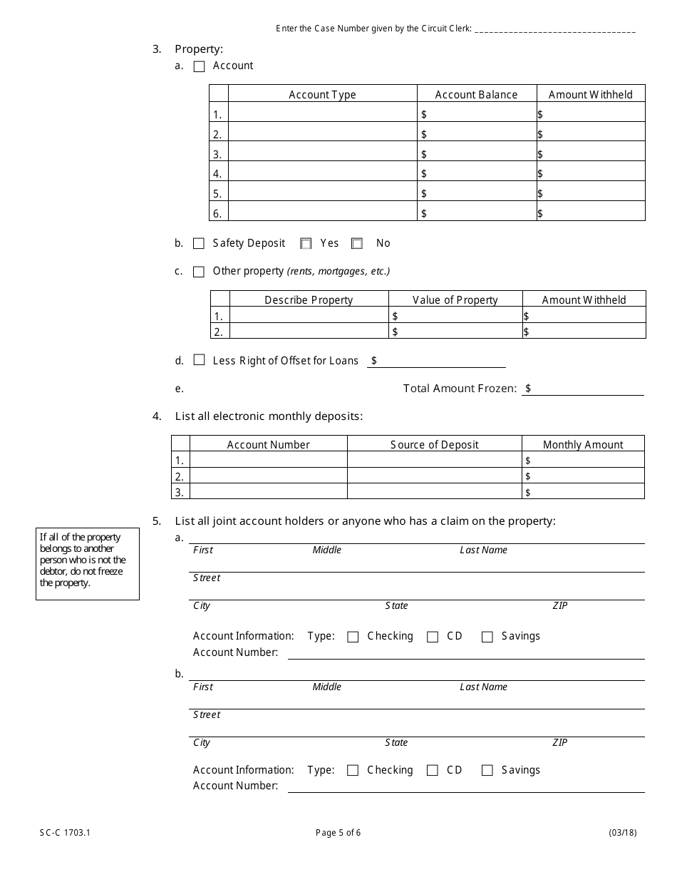 Form SC-C1703.1 Citation to Discover Assets to Debtors Bank - Illinois, Page 5