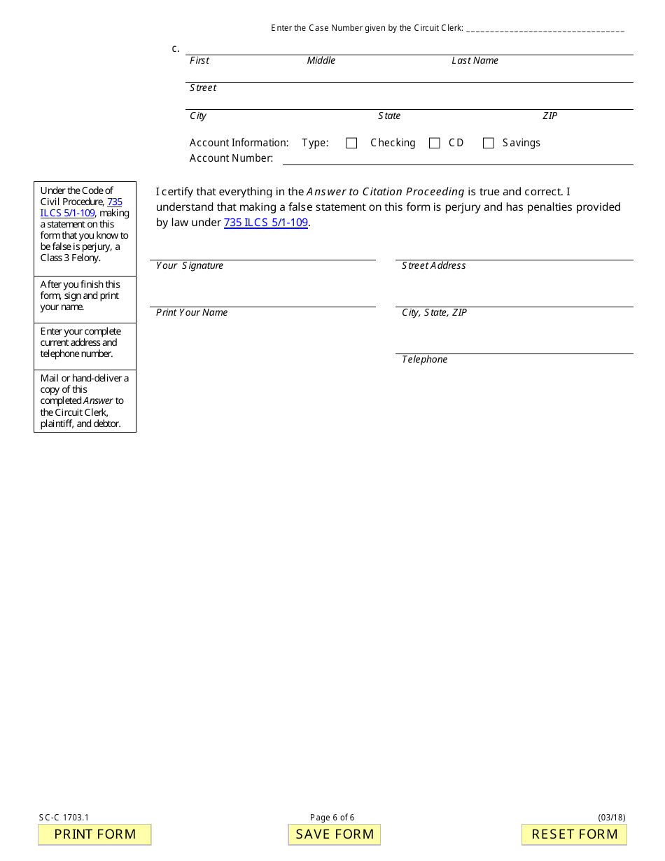 Form SC-C1703.1 Citation to Discover Assets to Debtors Bank - Illinois, Page 6