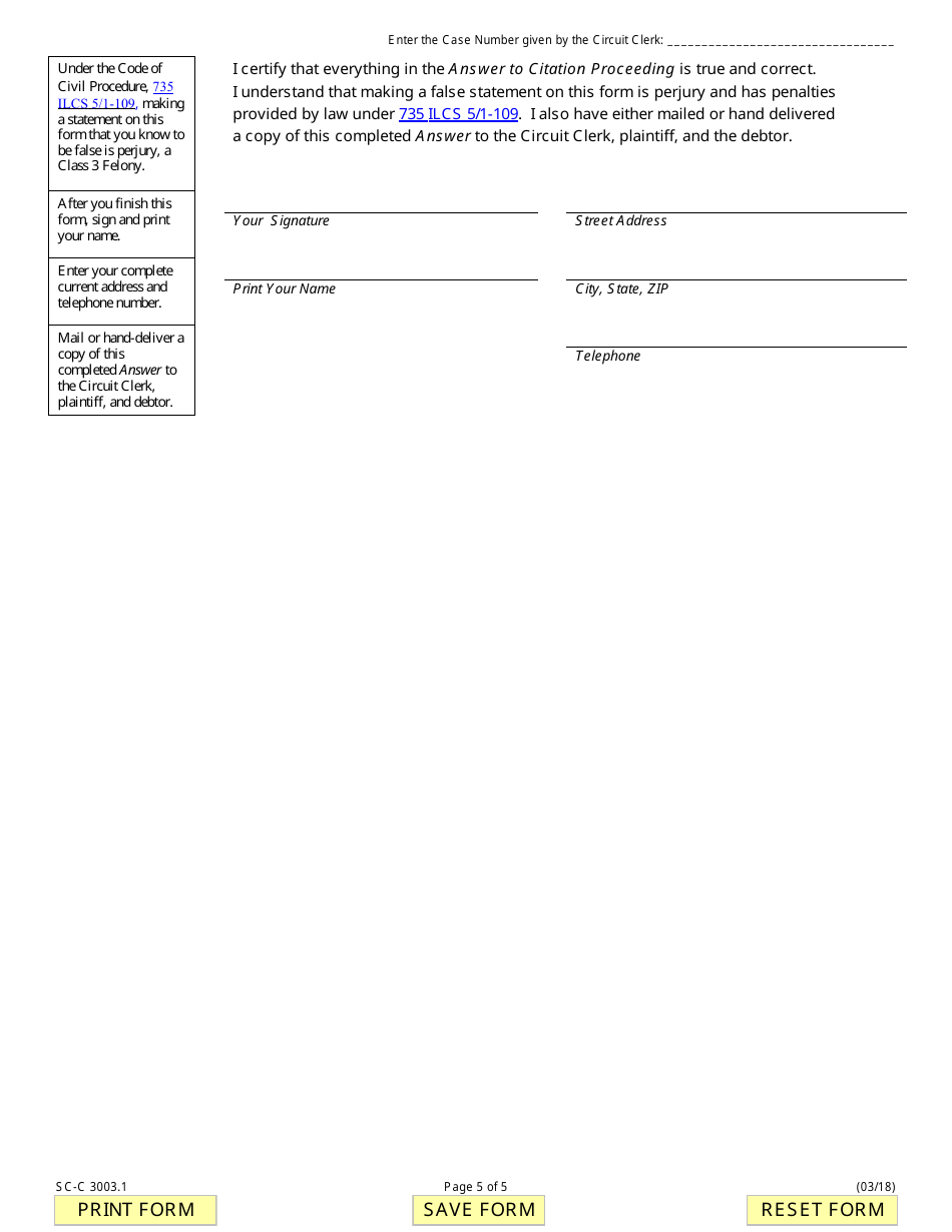 Form SC-C3003.1 Citation to Discover Assets to Debtors Employer - Illinois, Page 5