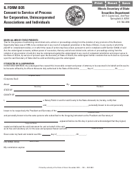 Form B05 Consent to Service of Process for Corporation, Unincorporated Associations and Individuals - Illinois