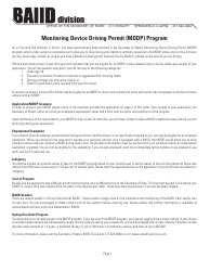 Form BAIID17 Monitoring Device Driving Permit (Mddp) Program Application - Illinois