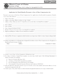 Document preview: Form CC92 Application for Death Benefits Pursuant to Line of Duty Compensation Act - Illinois