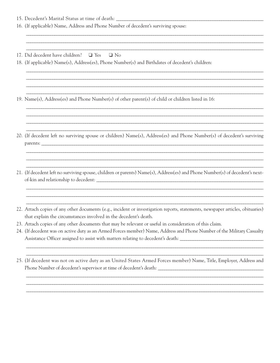 Form CC92 Application for Death Benefits Pursuant to Line of Duty Compensation Act - Illinois, Page 2