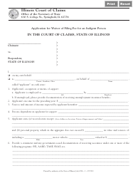Document preview: Form CC90 Application for Waiver of Filing Fee for an Indigent Person - Illinois