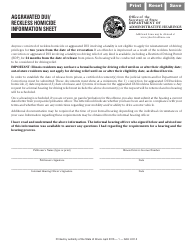 Document preview: Aggravated Dui/ Reckless Homicide Information Sheet - Illinois