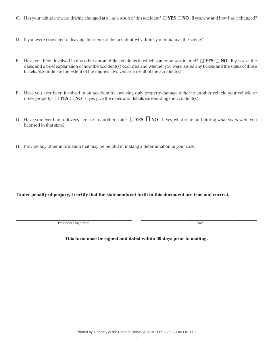 Motor Vehicle Accident Affidavit Involving Personal Injury / Fatality - Illinois, Page 3