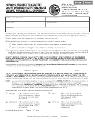 Document preview: Hearing Request to Contest Court-Ordered Visitation Abuse Driving Privileges Suspension - Illinois
