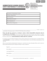 Document preview: Administrative Hearing Request Safety Responsibility Suspension Form - Illinois