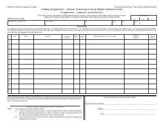 Form DSD CDTS-27 Safety Inspection - Driver Training School Motor Vehicle Fleet - Illinois