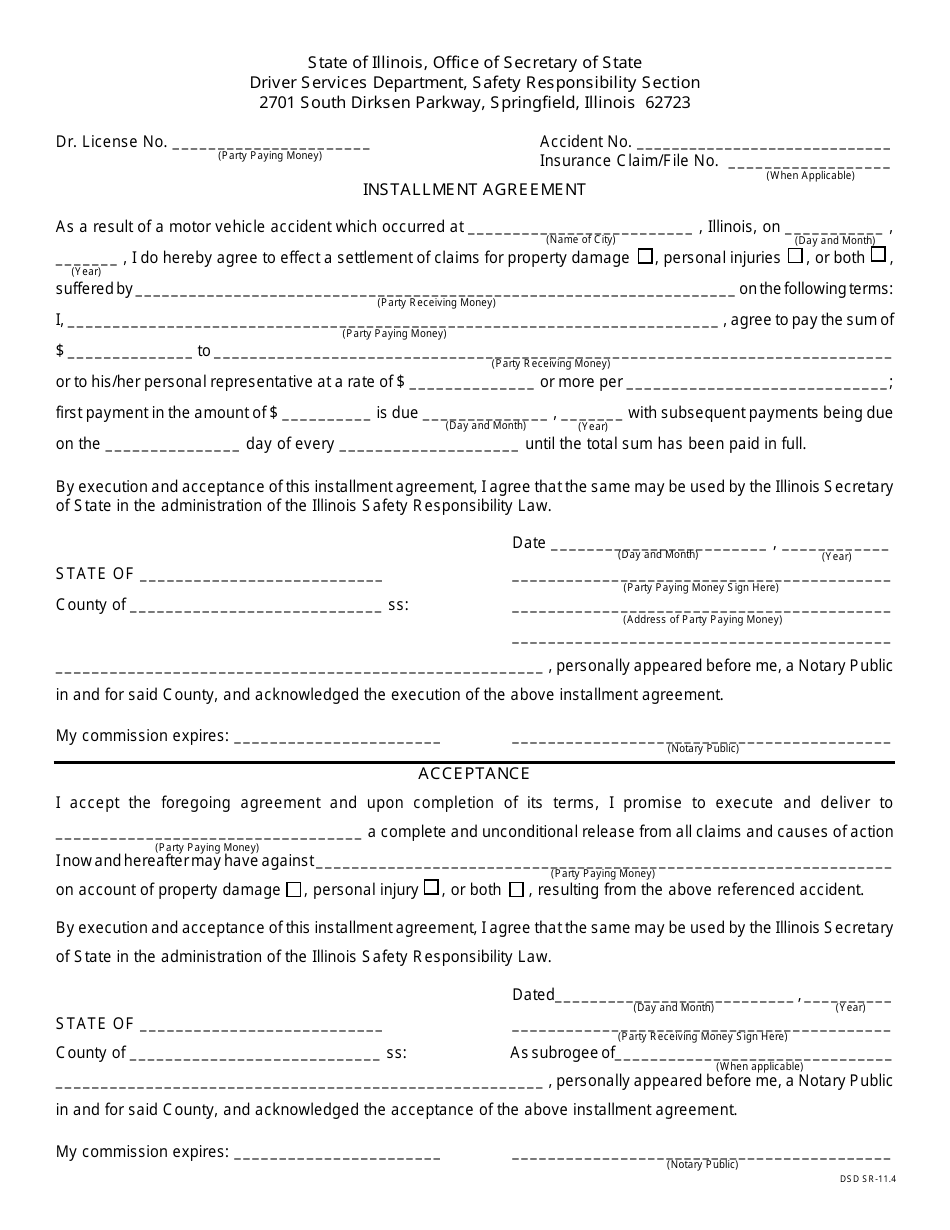 Form DSD SR-11.4 - Fill Out, Sign Online and Download Fillable PDF ...