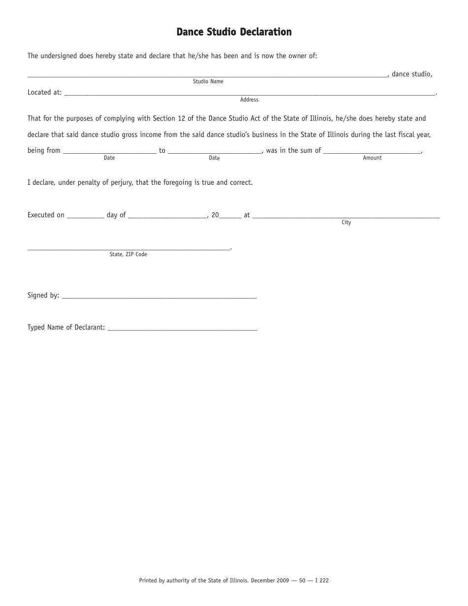 Form I-222 Dance Studio Bond - Illinois, Page 3