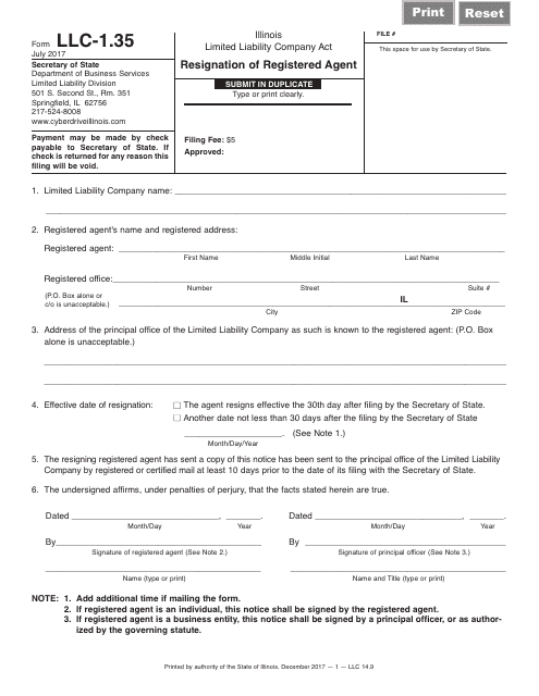 Form LLC-1.35  Printable Pdf