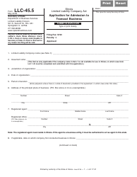Document preview: Form LLC-45.5 Application for Admission to Transact Business - Illinois