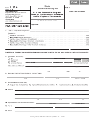 Document preview: Form LLP4 LLP Fax Transmittal Request Form for Certificates of Existence and/or Copies of Documents - Illinois