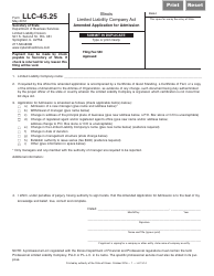 Document preview: Form LLC-45.25 Amended Application for Admission - Illinois