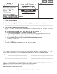 Document preview: Form LP902.5 Amended Application for Certificate of Authority - Illinois