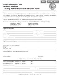 Document preview: Form Per D174 Testing Accommodation Request Form - Illinois