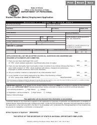 Document preview: Form Per D136.7 Student Worker (Metro) Employment Application - Illinois