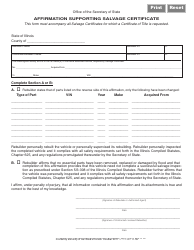 Document preview: Form RT11.16 Affirmation Supporting Salvage Certificate - Illinois