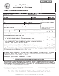Document preview: Form Per D126 Student Worker Employment Application - Illinois