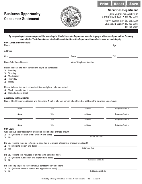 Form SEC307.1  Printable Pdf