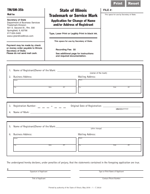 Form C293.8 (TM/SM-35B)  Printable Pdf