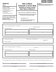 Form C293.8 (TM/SM-35B) Trademark or Service Mark Application for Change of Name and/or Address of Registrant - Illinois
