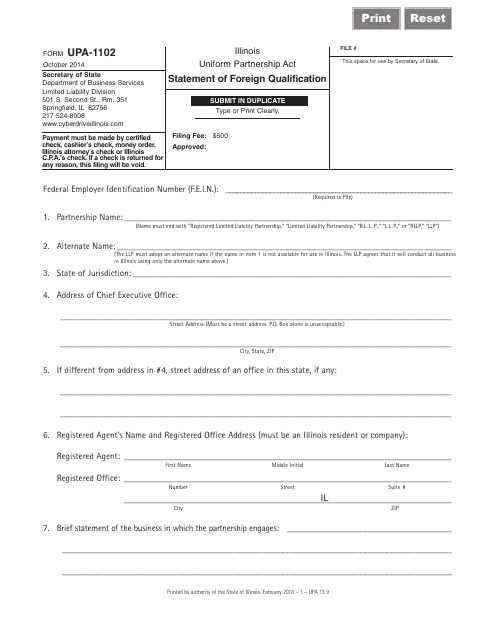 Form UPA-13.9 (UPA-1102)  Printable Pdf