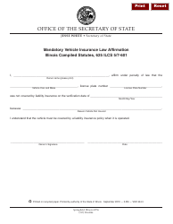 Document preview: Form VSD344.3 Mandatory Vehicle Insurance Law Affirmation - Illinois