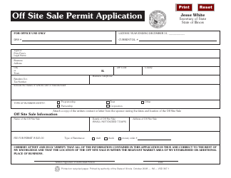 Document preview: Form VSD367.1 Off Site Sale Permit Application - Illinois