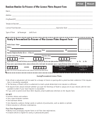 Form VSD757 Ex-prisoner of War License Plates Request Form - Illinois, Page 2