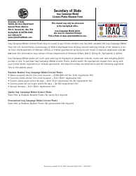 Document preview: Form VSD749 Iraq Campaign Medal License Plates Request Form - Illinois