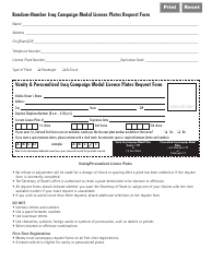 Form VSD749 Iraq Campaign Medal License Plates Request Form - Illinois, Page 2
