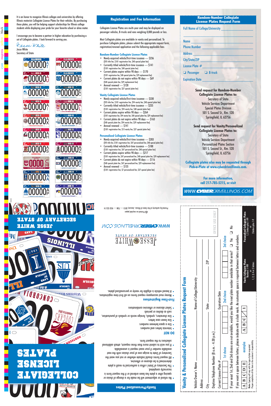 Form VSD553.14 Collegiate License Plates Request Form - Illinois, Page 2