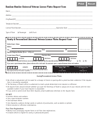 Form VSD766 Universal Veteran License Plates Request Form - Illinois, Page 2
