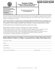 Document preview: Form VSD814.1 President of a Village or Incorporated Town or Mayor License Plates Request Form - Illinois