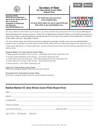Document preview: Form VSD785.4 U.S. Army Veteran License Plates Request Form - Illinois