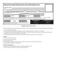 Form VSD781.4 Korean Service License Plates Request Form - Illinois, Page 2