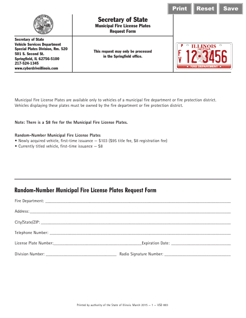 Form Vsd883 Download Fillable Pdf Or Fill Online Municipal Fire