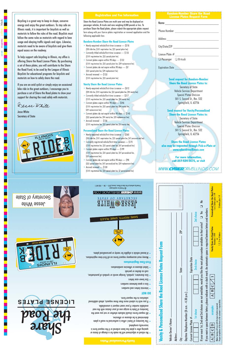 Form VSD847.1 Share the Road License Plates Request Form - Illinois, Page 2