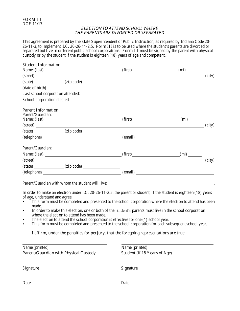 Form 3 - Fill Out, Sign Online and Download Printable PDF, Indiana ...