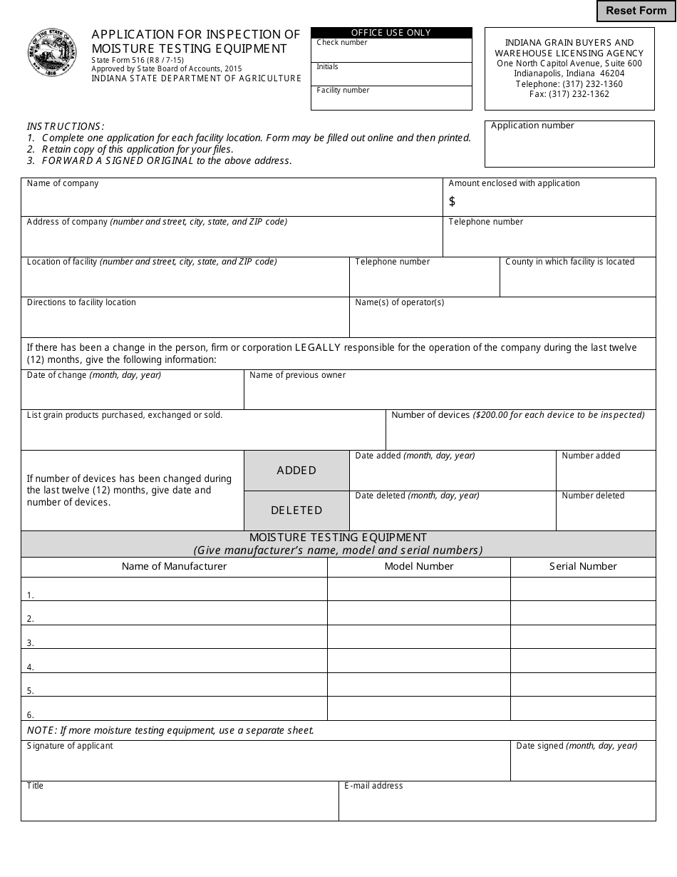 State Form 516 - Fill Out, Sign Online and Download Fillable PDF ...